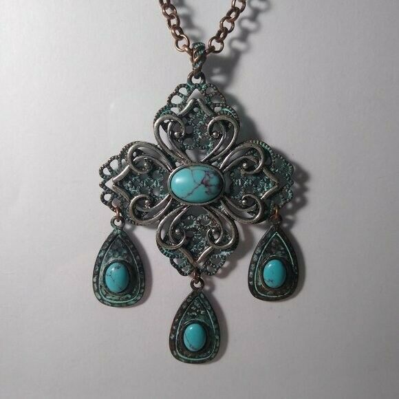 Filigree and Drop Necklace and Earring Set - Picture 2 of 3